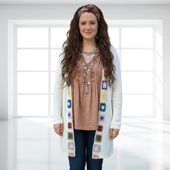 Stunning Boho Chic Crochet Cardigan by Rebellion - Picture 1 of 12